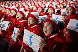 North Korean cheerleaders at PyeongChang Winter Games opening ceremony, 2018